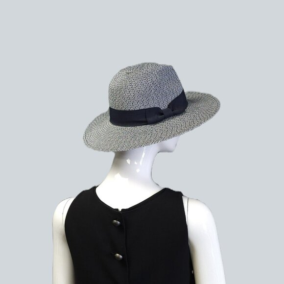 Banana Republic Navy and White Straw Fedora - Picture 3 of 4